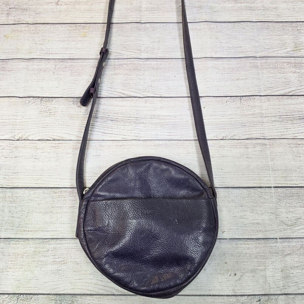 Baggu Leather Circle Crossbody Bag Purple Saddle Boho Fairycore Minimalist USA